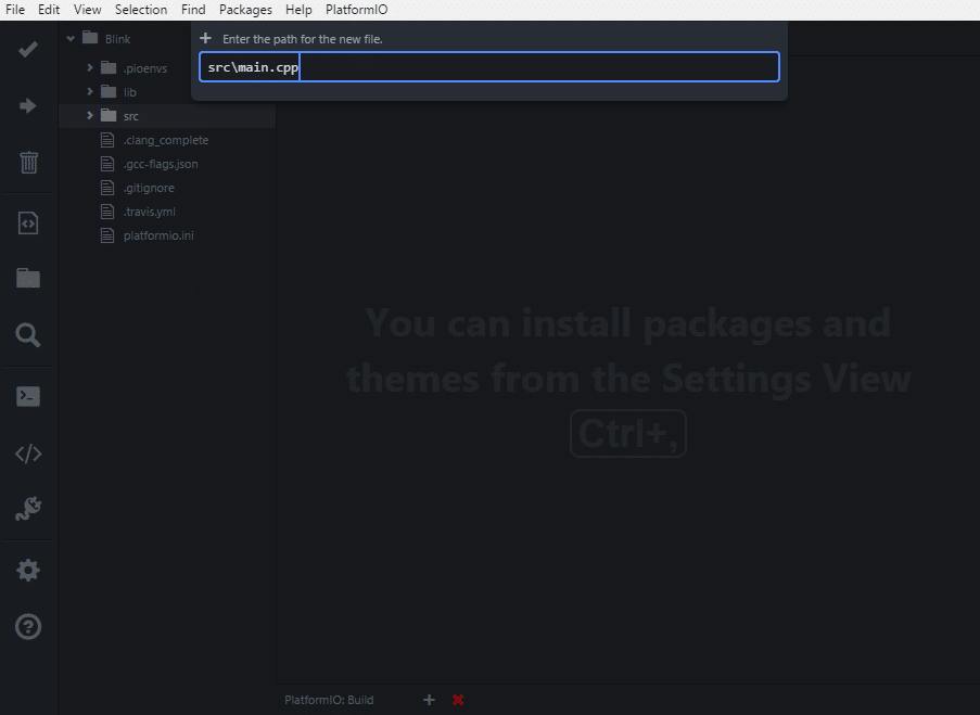 PlatformIO IDE - src new file main.cpp