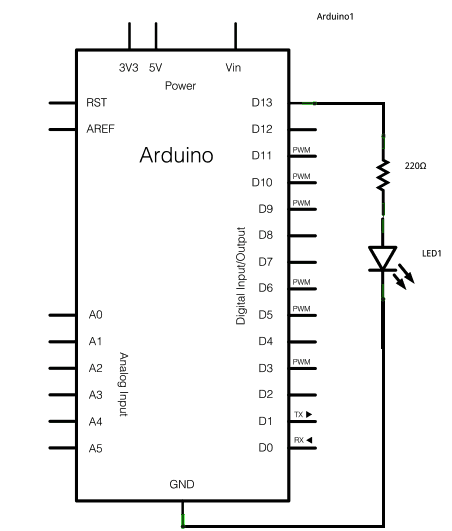 Zapojenie Arduino LED schéma